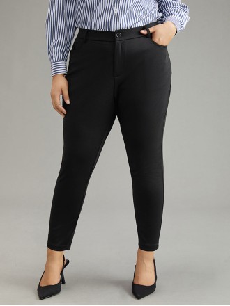 Black elegant minimal pants High spring pencil pants