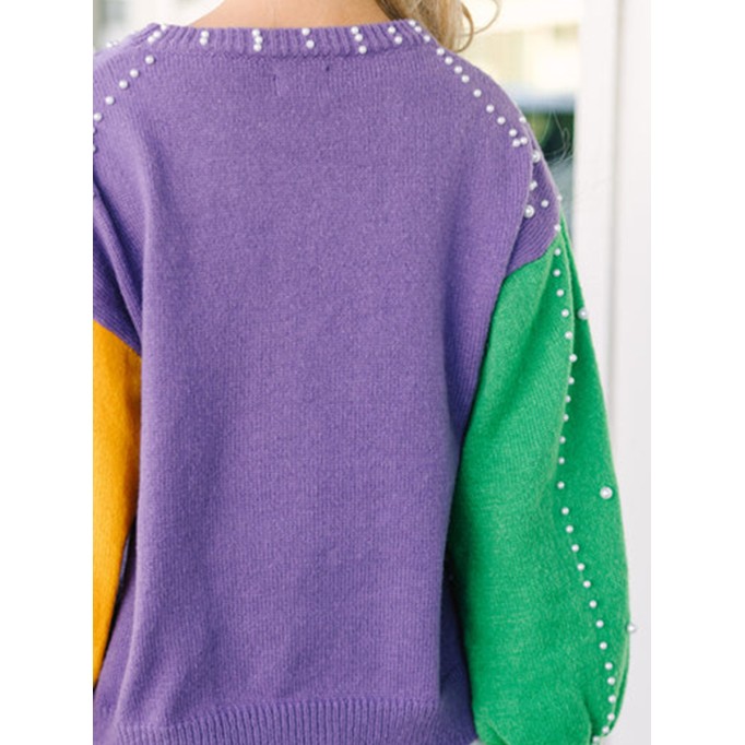Purple Embellished Sweater