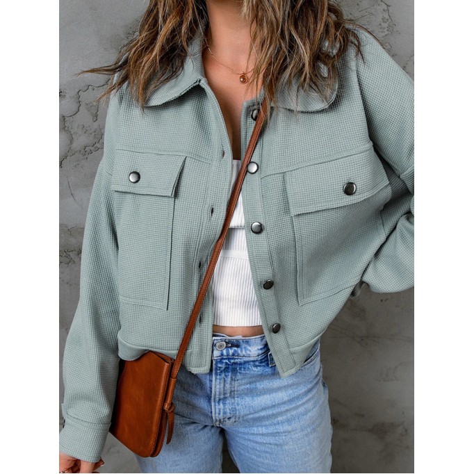 Casual solid color waffle jacket