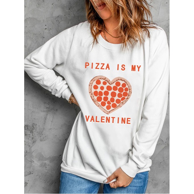 Casual Valentine printed sweatshirt