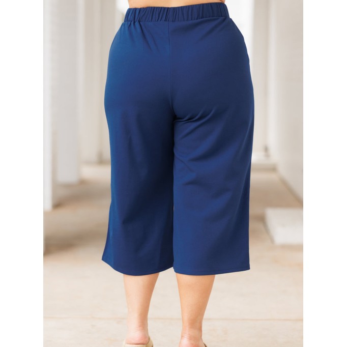 Dark blue loose cropped straight leg pants