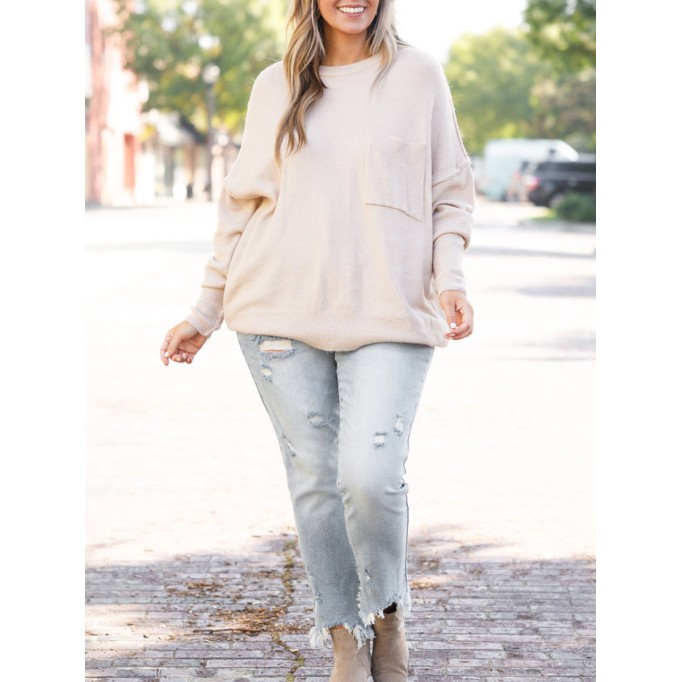 Knitted Pocket Loose Sweater
