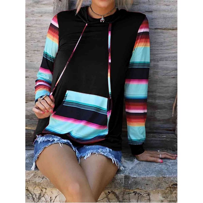Striped Long Sleeve Hoodie