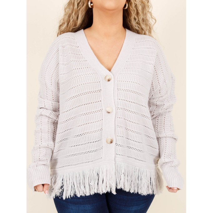 Tassel knitted hollow out sweater cardigan