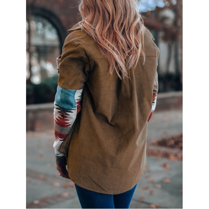 Vintage ethnic print corduroy jacket