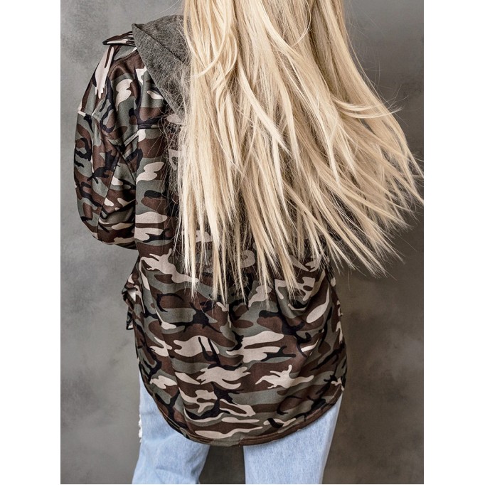 Women's Casual Camouflage Hooded Jacket