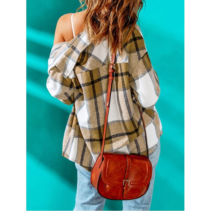 Women's Classic Simple Plaid Pocket Jacket