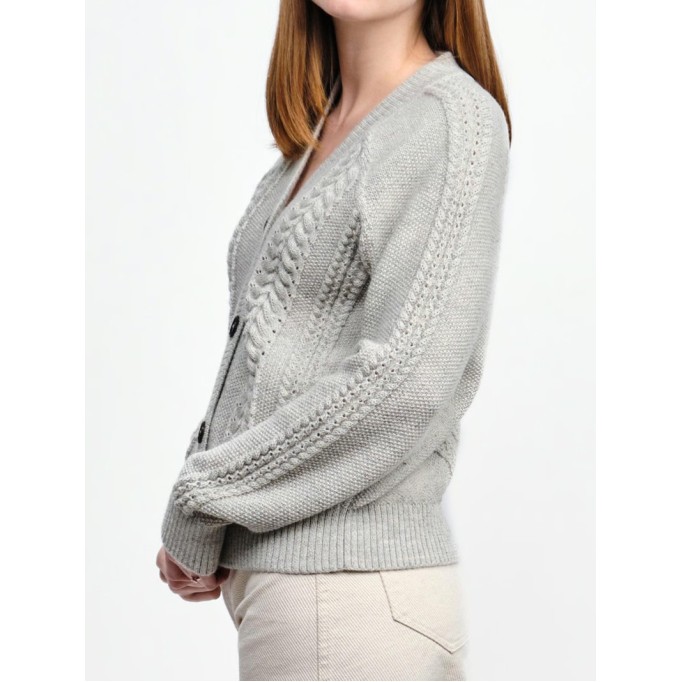 Women's light gray woven wool sweater
