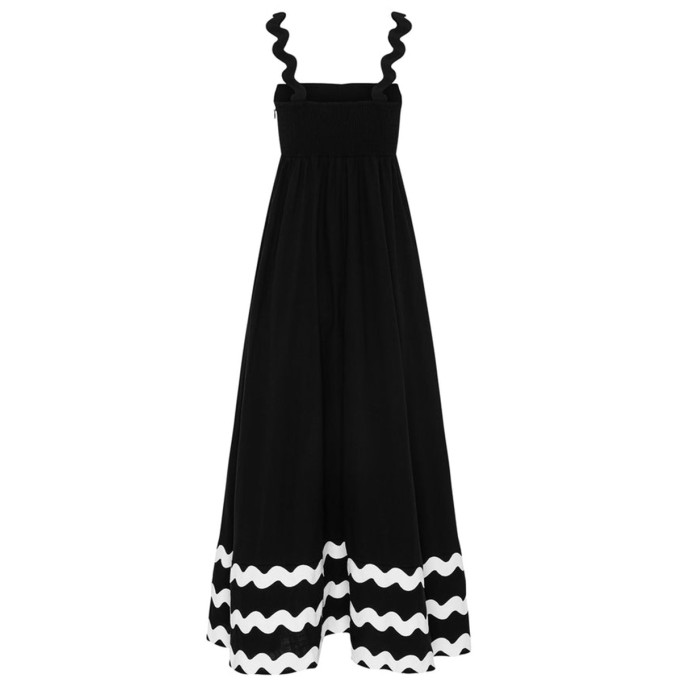 Women's printed holiday dress with yarn-dyed band patchwork
