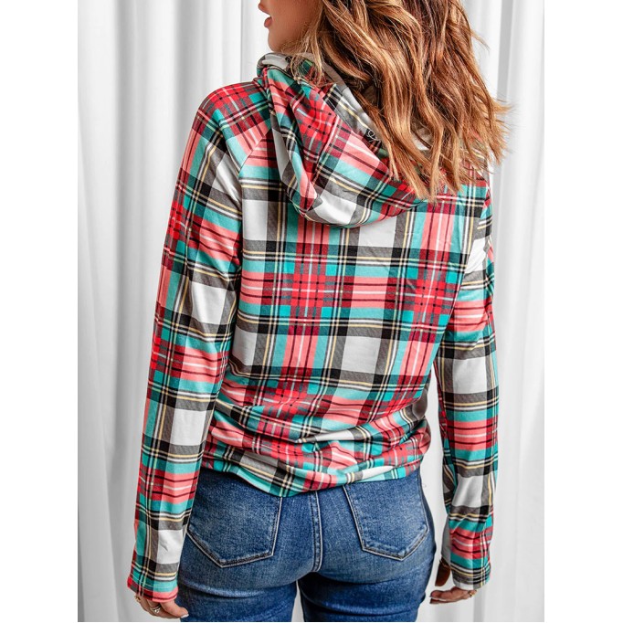 Women's Simple Plaid Hoodie